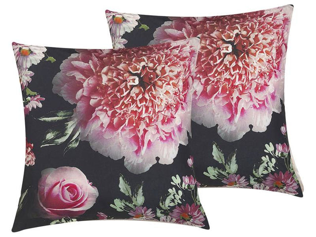 Set of 2 Decorative Cushion Multicolour Flower Print Square 45 x 45 cm Modern Décor Accessories Beliani