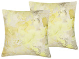 Set of 2 Decorative Cushions Yellow Abstract Pattern Square 45 x 45 cm Modern Dcor Accessories Beliani