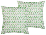 Set of 2 Decorative Cushions Green and White Geometric Print Square 45 x 45 cm Modern Dcor Accessories Beliani