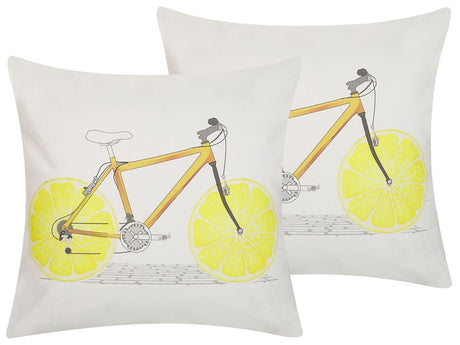 Set of 2 Decorative Cushions Multicolour Bicycle Motif Square 45 x 45 cm Modern Décor Accessories Beliani