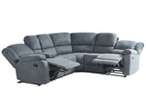 Manual Recliner Sofa Grey Fabric Corner Sofa 5 Seater Centre Storage Armrest Cup Holder  Beliani