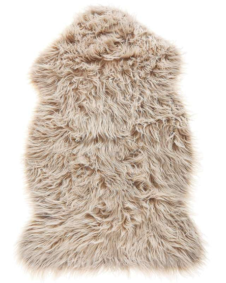 Faux Sheepskin Rug Beige 53 x 88 cm High Pile Rustic Beliani