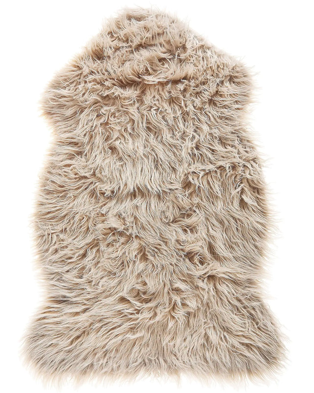 Faux Sheepskin Rug Beige 63 x 95 cm High Pile Rustic Beliani