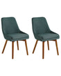 Set of 2 Chairs Green Polyester Fabric Dark Solid Wood Legs Thickly Padded Seat Beliani