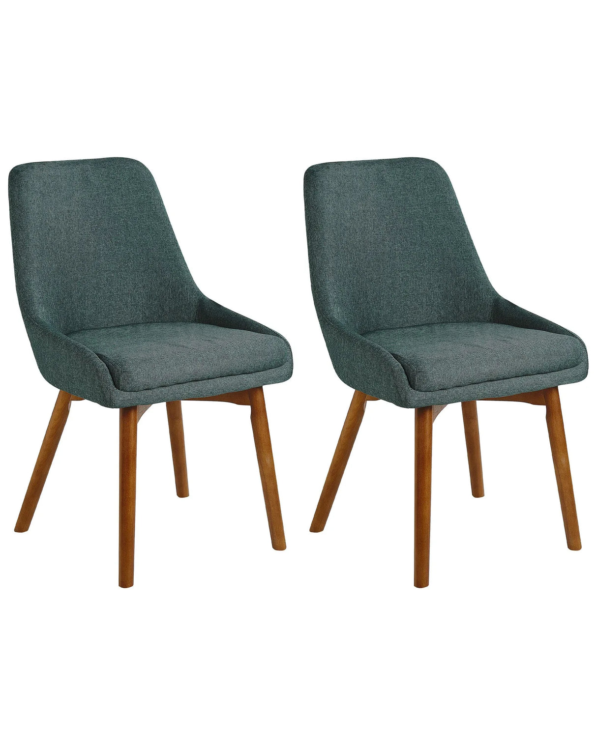 Set of 2 Chairs Green Polyester Fabric Dark Solid Wood Legs Thickly Padded Seat Beliani