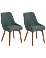 Set of 2 Chairs Green Polyester Fabric Dark Solid Wood Legs Thickly Padded Seat Beliani