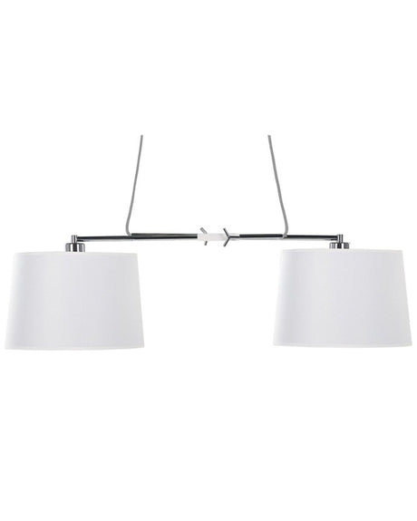 2-Lights Pendant Hanging White with Metal Base Beliani