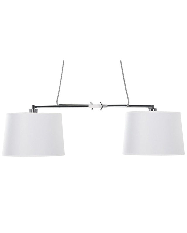 2-Lights Pendant Hanging White with Metal Base Beliani