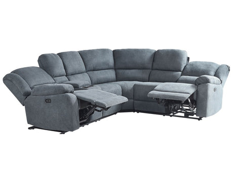 Power Recliner Sofa Grey Fabric Corner Sofa 5 Seater Cup Holder USB Port  Beliani