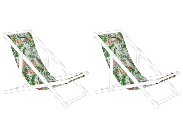 Set of 2 Sun Lounger Replacement Fabrics Flamingo Pattern Polyester Sling Hammock Beliani