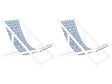 Set of 2 Sun Lounger Replacement Fabrics White and Blue Polyester Sling Hammock Beliani