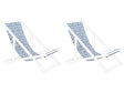 Set of 2 Sun Lounger Replacement Fabrics White and Blue Polyester Sling Hammock Beliani