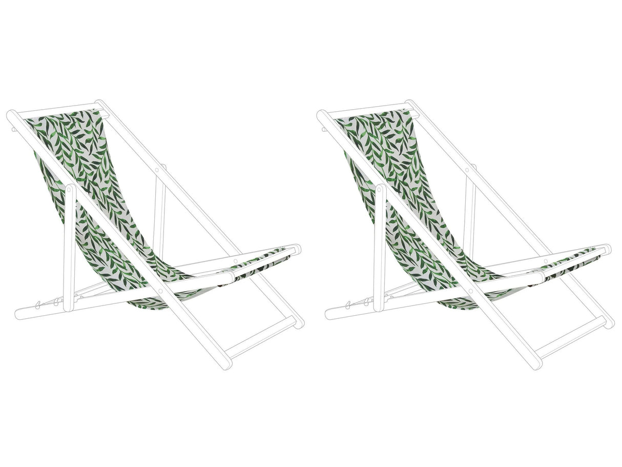 Set of 2 Sun Lounger Replacement Fabrics Leaf Pattern Polyester Sling Hammock Beliani