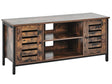 TV Stand Dark Wood Black Iron Frame 110 x 50 x 40 cm 2 Door Lowboard Industrial Living Room Beliani