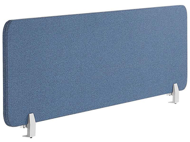 Desk Screen Blue PET Board Fabric Cover 130 x 40 cm Acoustic Screen Modular Mounting Clamps Home Office Beliani