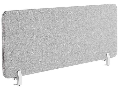 Desk Screen Light Grey PET Board Fabric Cover 130 x 40 cm Acoustic Screen Modular Mounting Clamps Home Office Beliani