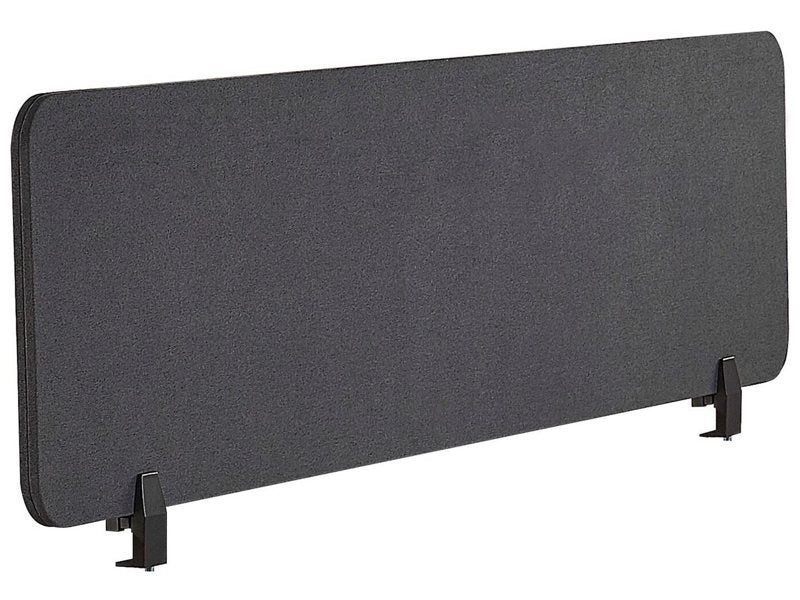 Desk Screen Dark Grey PET Board Fabric Cover 130 x 40 cm Acoustic Screen Modular Mounting Clamps Home Office Beliani