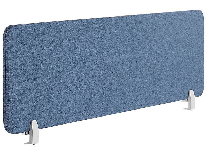 Desk Screen Blue PET Acoustic Board Fabric Upholstered 160 x 40 cm Beliani