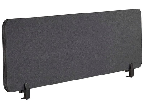 Desk Screen Dark Grey PET Board Fabric Cover 160 x 40 cm Acoustic Screen Modular Mounting Clamps Home Office Beliani