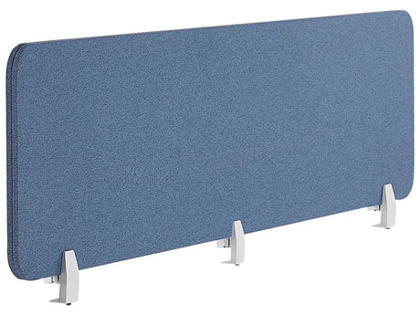 Desk Screen Blue PET Board Fabric Cover 180 x 40 cm Acoustic Screen Modular Mounting Clamps Home Office Beliani