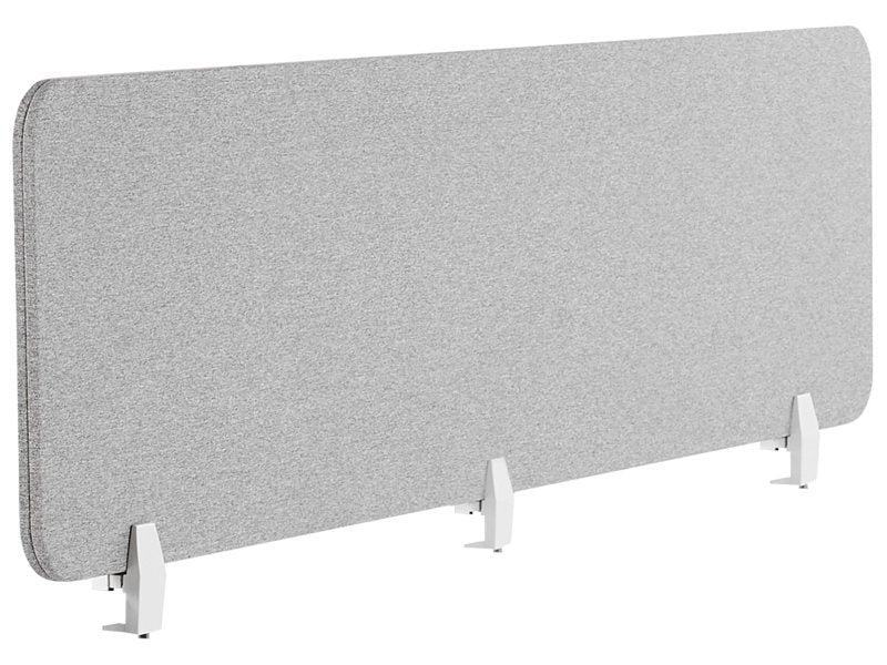 Desk Screen Light Grey PET Board Fabric Cover 180 x 40 cm Acoustic Screen Modular Mounting Clamps Home Office Beliani