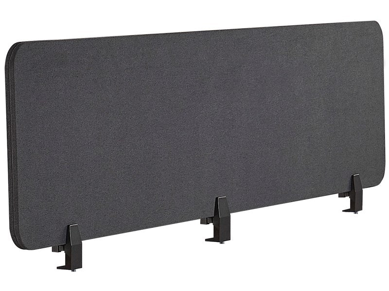 Desk Screen Dark Grey PET Board Fabric Cover 180 x 40 cm Acoustic Screen Modular Mounting Clamps Home Office Beliani