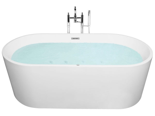 Freestanding Whirlpool Bath White Sanitary Acrylic Single 170 x 80 cm Oval Modern Design Beliani