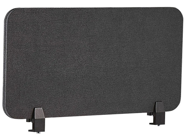 Desk Screen Dark Grey PET Board Fabric Cover 80 x 40 cm Acoustic Screen Modular Mounting Clamps Home Office Beliani