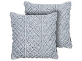 Set of 2 Decorative Cushions Blue Cotton Macram 40 x 45 cm Rope Boho Retro Decor Accessories Beliani