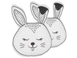 Set of 2 Kids Cushions Black and White Fabric Bunny Shaped Pillow with Filling Soft Children's Toy Beliani