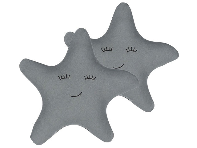 Set of 2 Kids Cushion Grey Fabric Star Shaped Pillow with Filling Soft Children's Toy Beliani