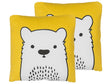 Set of 2 Kids Cushions Yellow Fabric Bear Image Pillow with Filling Soft Children's Toy Beliani