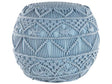 Knitted Pouffe Blue Cotton Chunky Crochet Round Braided Footstool Beliani