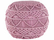 Knitted Pouffe Pink Cotton Chunky Crochet Round Braided Footstool Beliani