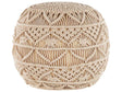 Knitted Pouffe Beige Cotton Chunky Crochet Round Braided Footstool Beliani