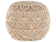 Knitted Pouffe Beige Cotton Chunky Crochet Round Braided Footstool Beliani