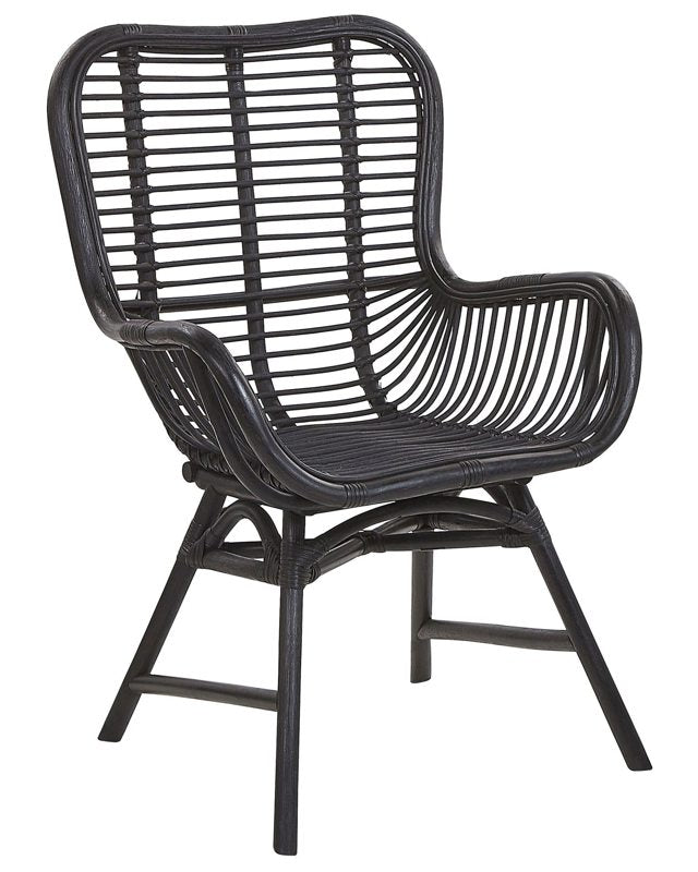 Accent Chair Black Rattan Modern Indoor Dining Room Living Room Beliani