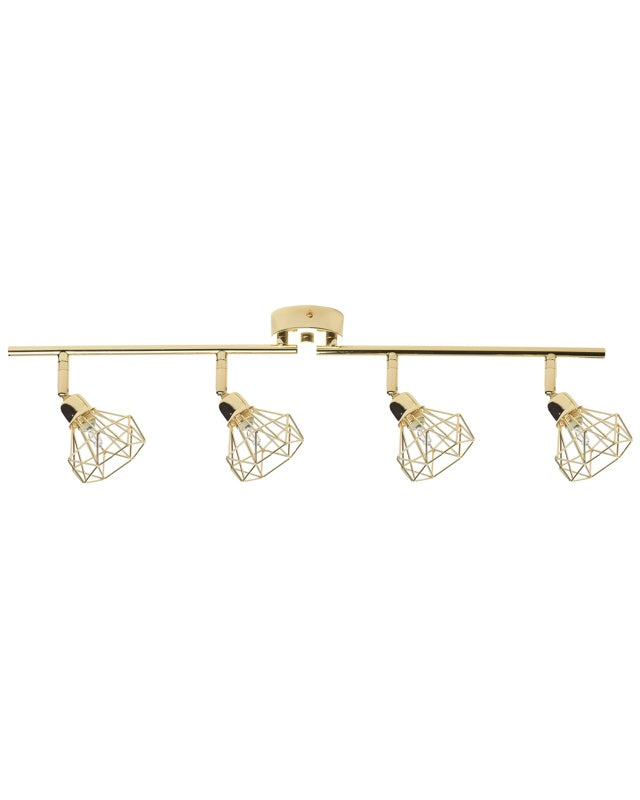 Ceiling Lamp Gold Metal 4 Light Cage Shades Adjustable Arms Modern Beliani