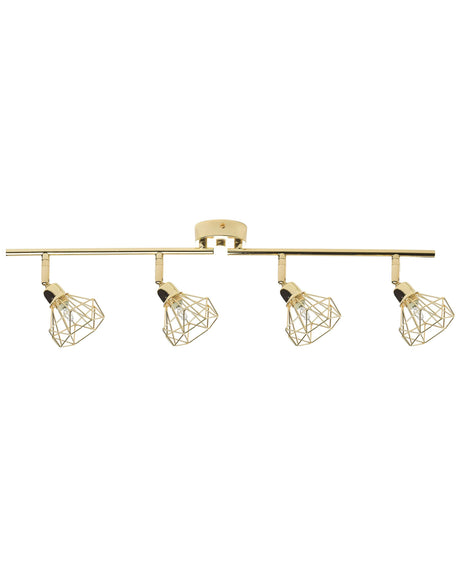 Ceiling Lamp Gold Metal 4 Light Cage Shades Adjustable Arms Modern Beliani
