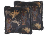 Set of 2 Decorative Cushions Black Animal Print 45 x 45 cm Tiger Motif Modern Glamour Decor Beliani