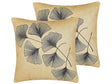 Set of 2 Decorative Cushions Beige Leaves Print 45 x 45 cm Nature Inspired Motif Modern Glamour Decor Accessories Beliani