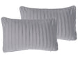 Set of 2 Decorative Cushions Grey Striped Pattern Rectangular 30 x 50 cm Modern Traditional Decor Accessories Beliani