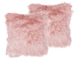 Set of 2 Decorative Cushions Pink Faux Fur Shaggy 42 x 42 cm One Sided Decor Accessories Beliani