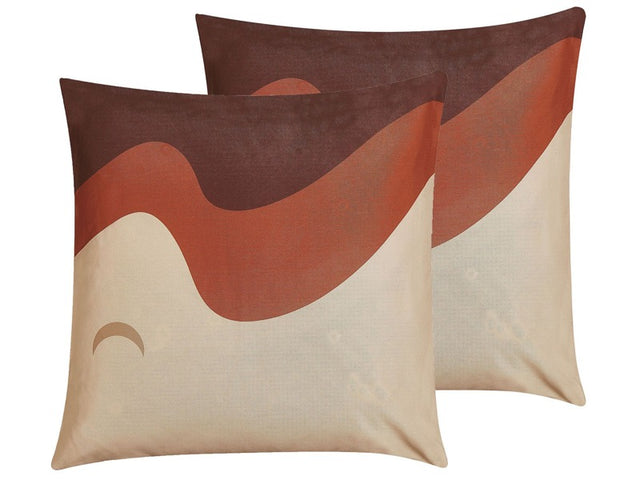 Set of 2 Decorative Cushions Multicolour  45 x 45 cm Wave Pattern Square Home Accessory Beliani