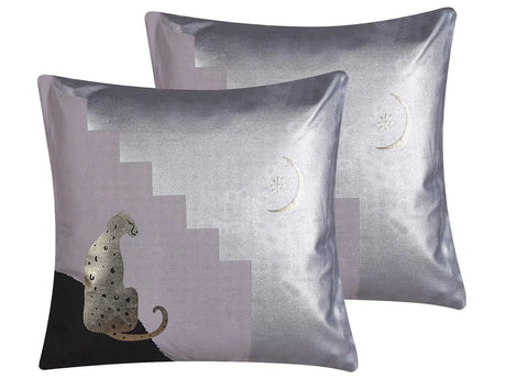 Set of 2 Decorative Cushions Multicolour 45 x 45 cm Cheetah Motif Square Modern Dcor Accessories Beliani