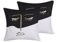 Set of 2 Decorative Cushions Black and White 45 x 45 cm Face Motif Square Throw Pillow Home Soft Accessory Beliani