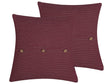 Set of 2 Decorative Cushions Red 43 x 43 cm Striped Buttons Throw Pillow Home Soft Accessory Beliani