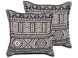 Set of 2 Cushions Black and Beige Cotton Cover Pillow with Filling Square 45 x 45 cm Boho Pattern Decoration Beliani