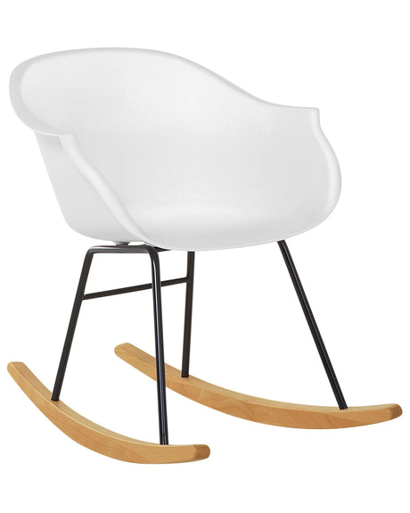Rocking Chair White Synthetic Material Metal Legs Shell Seat Solid Wood Skates Modern Scandinavian Style Beliani