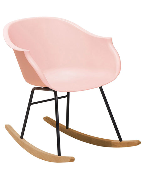 Rocking Chair Pink Synthetic Material Metal Legs Shell Seat Solid Wood Skates Modern Style Beliani